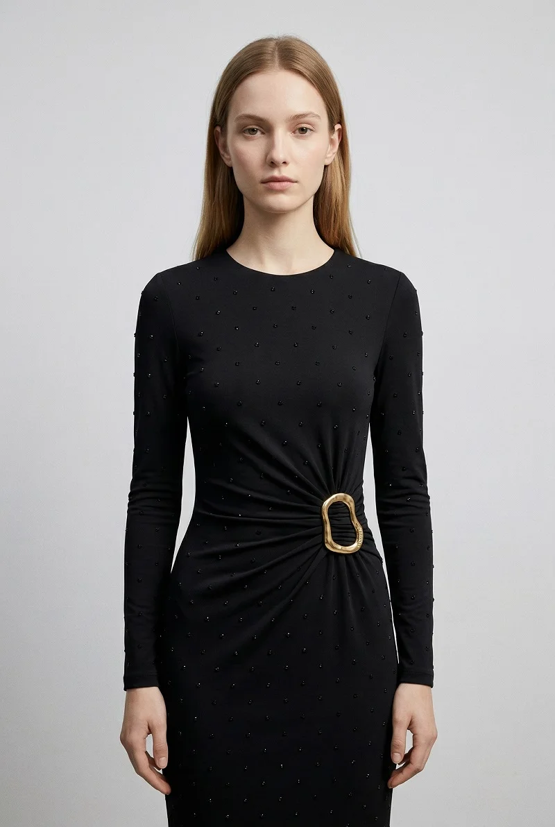 Gold Organic Shape Belt Buckle worn