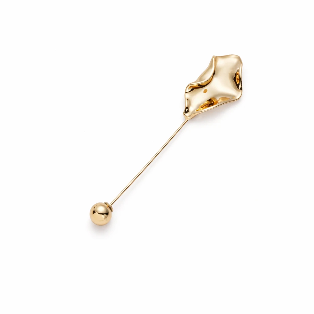 Abstract Gold Metal Stick Pin Brooch