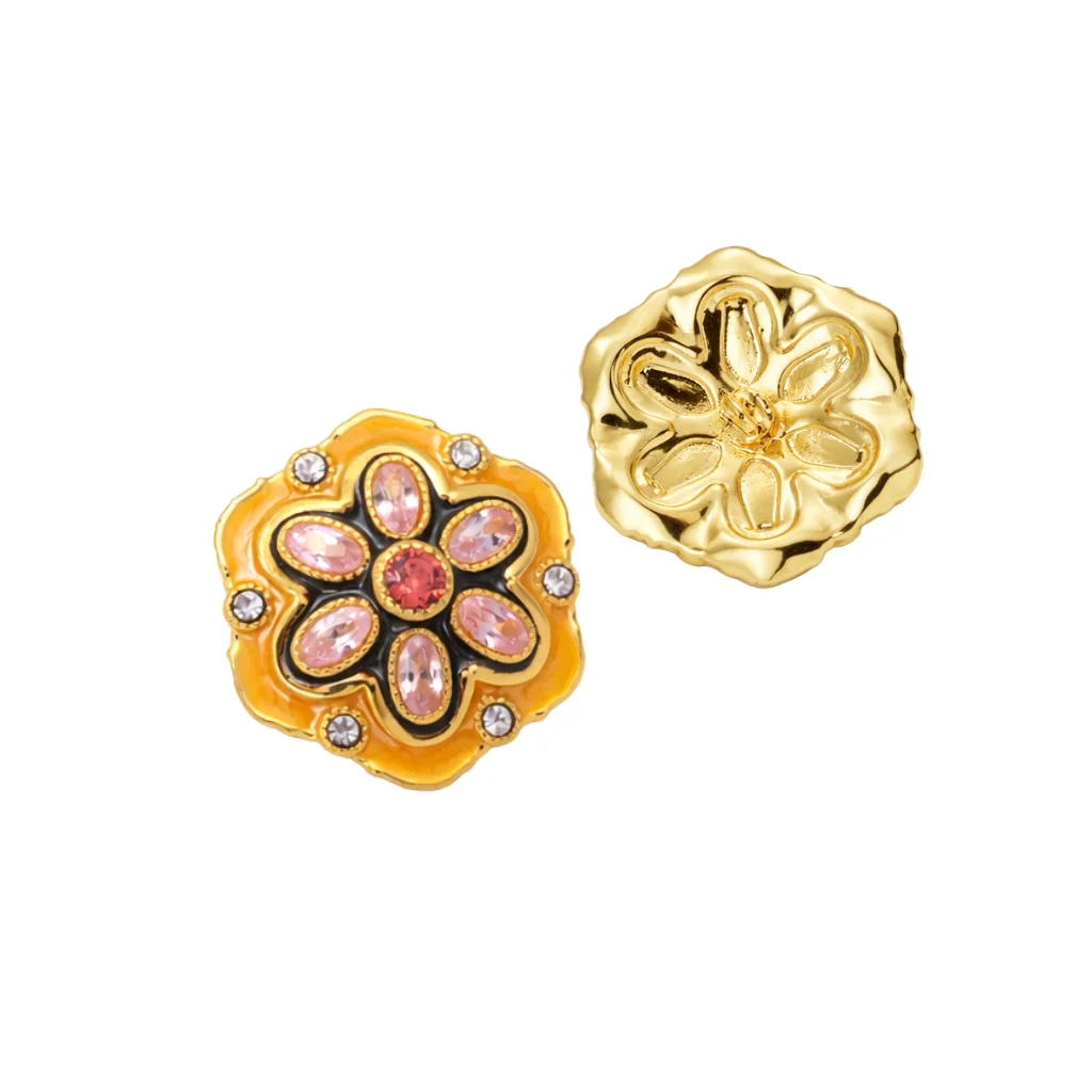 Colorful Gemstone Floral Shank Button