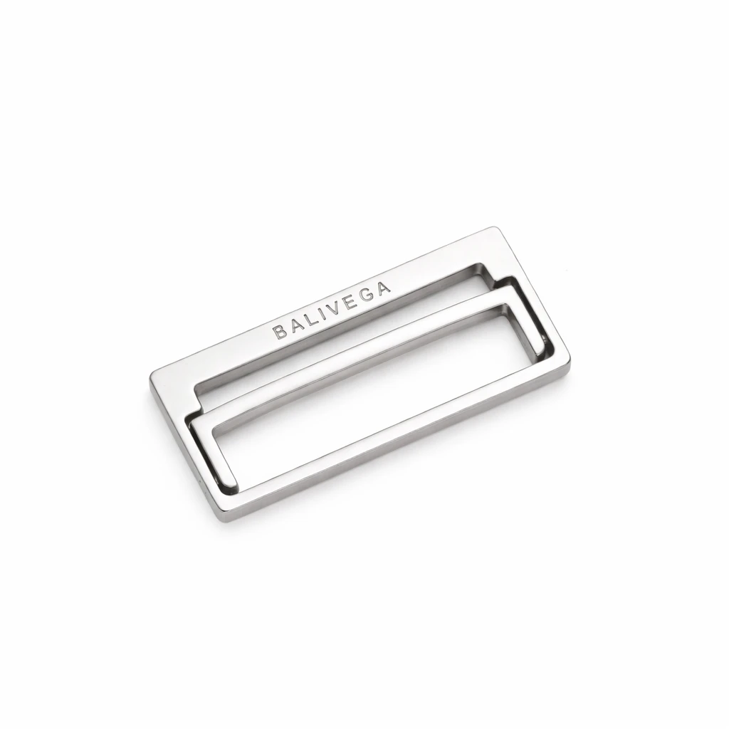 Custom Engraved Silver Rectangular Buckle