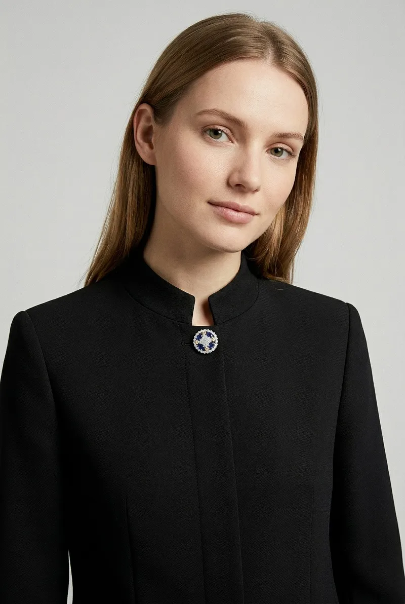 Decorative Gemstone Shank Button styled on garment
