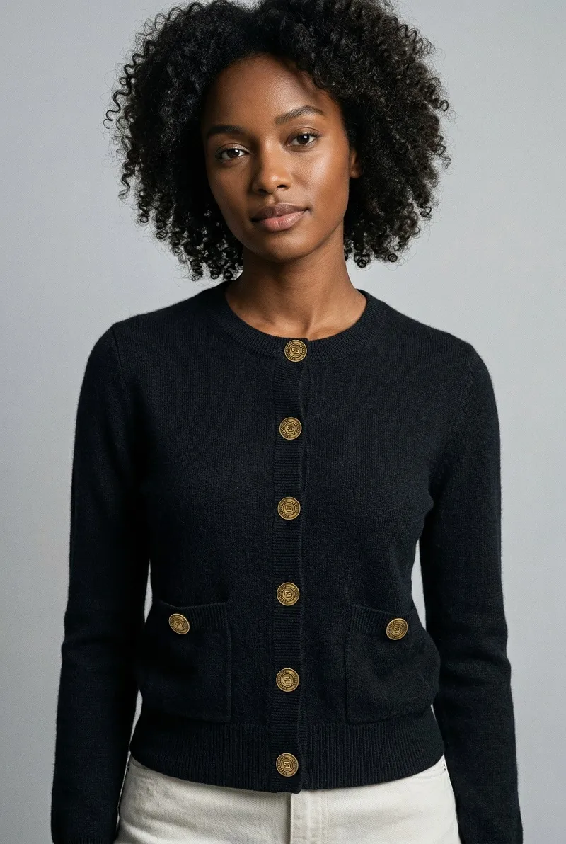 Engraved Metal Shank Buttons styled on garment