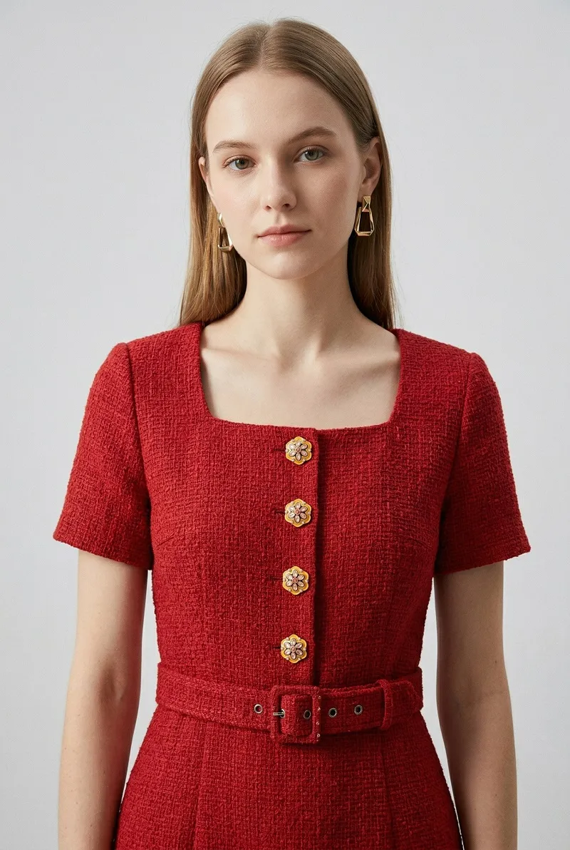 Floral Decorative Metal Buttons styled on garment
