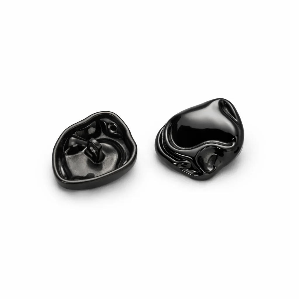 Glossy Black Irregular Shape Shank Button