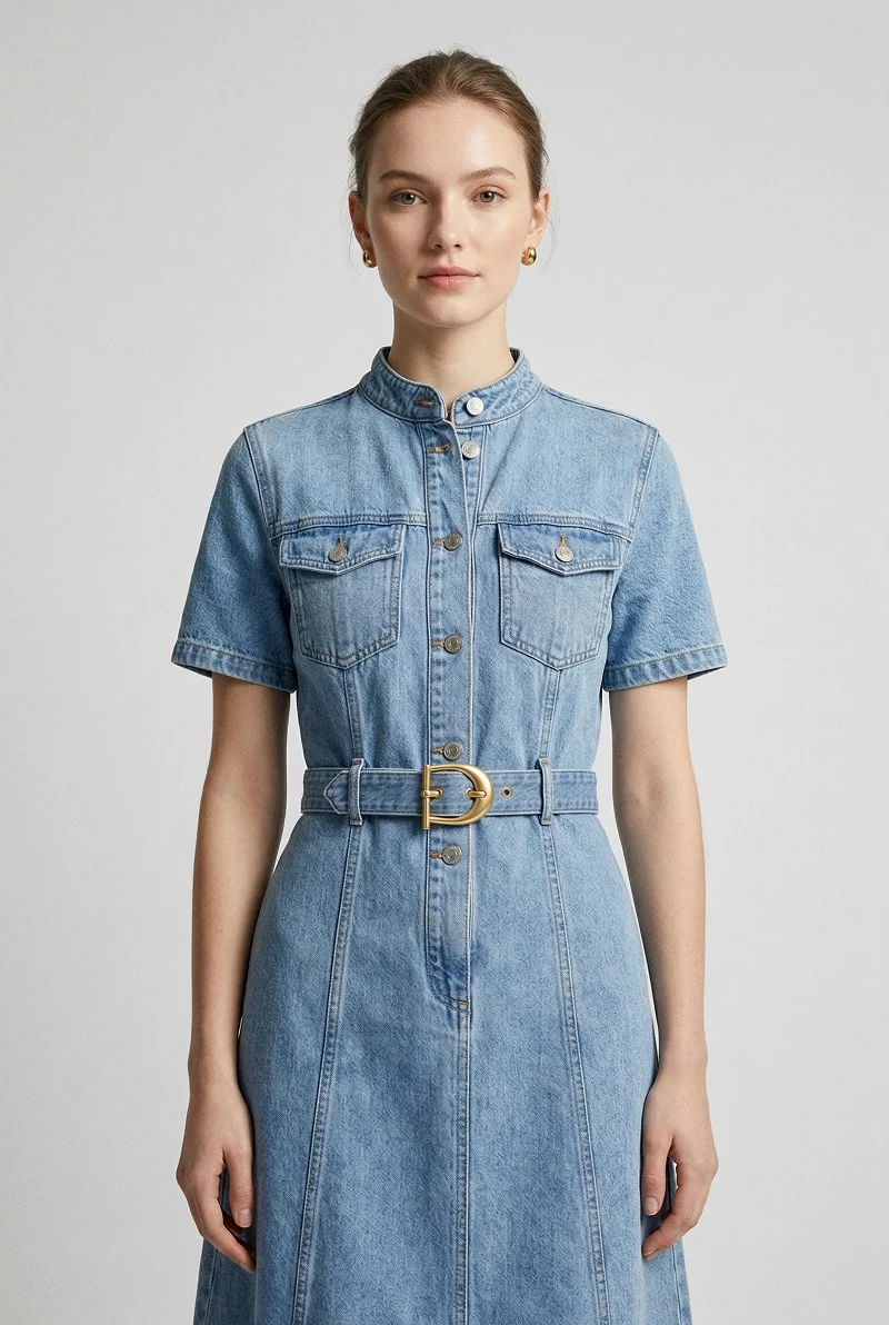 Gold D-Shape Pin Buckle worn