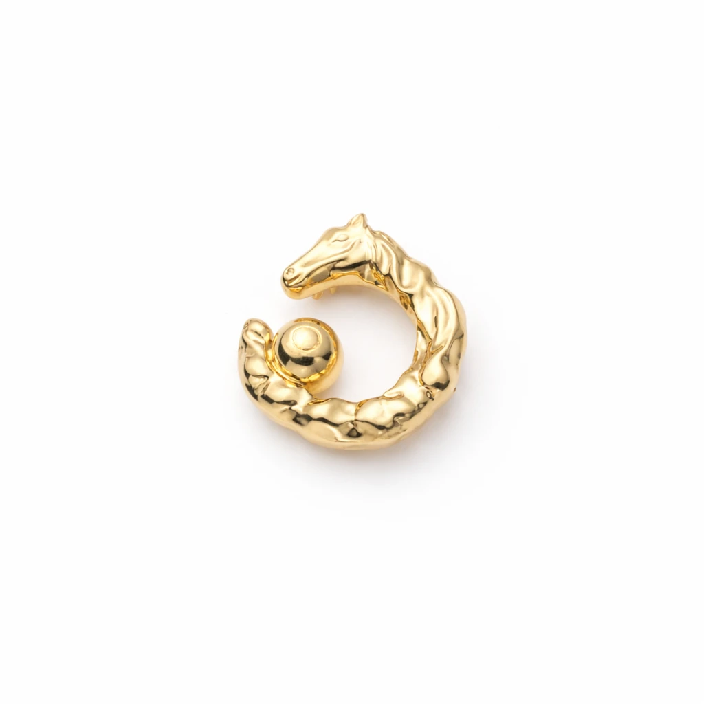 Horse Ring Gold Brooch