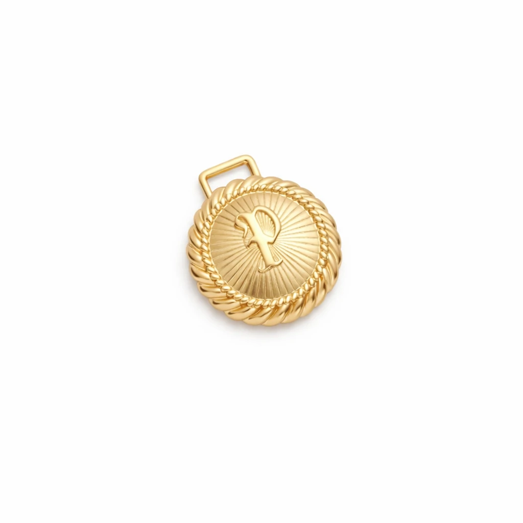 Rope Edge Round Metal Logo Pendant