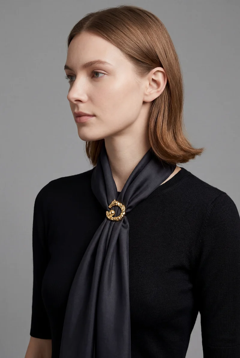Scarf Ring Brooch on Model
