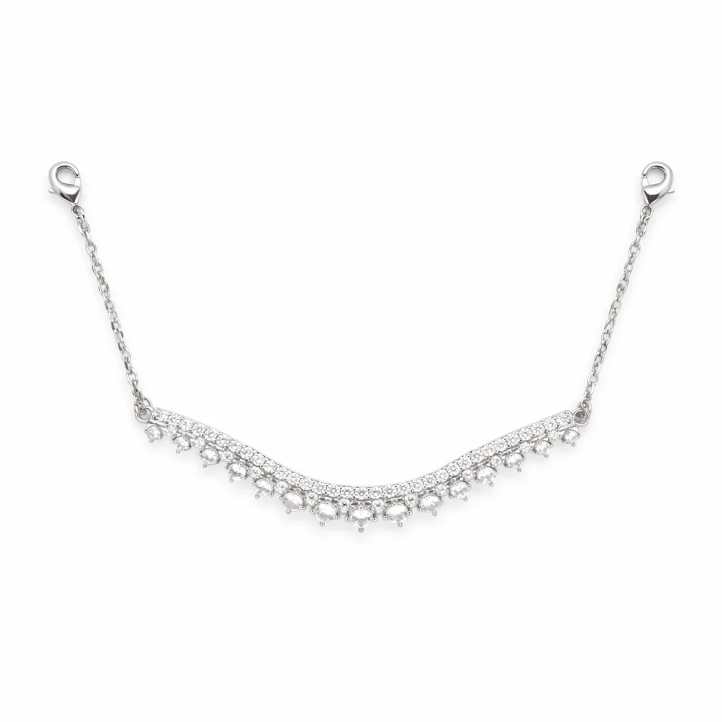 Silver Zircon Chain Connector with Clasp