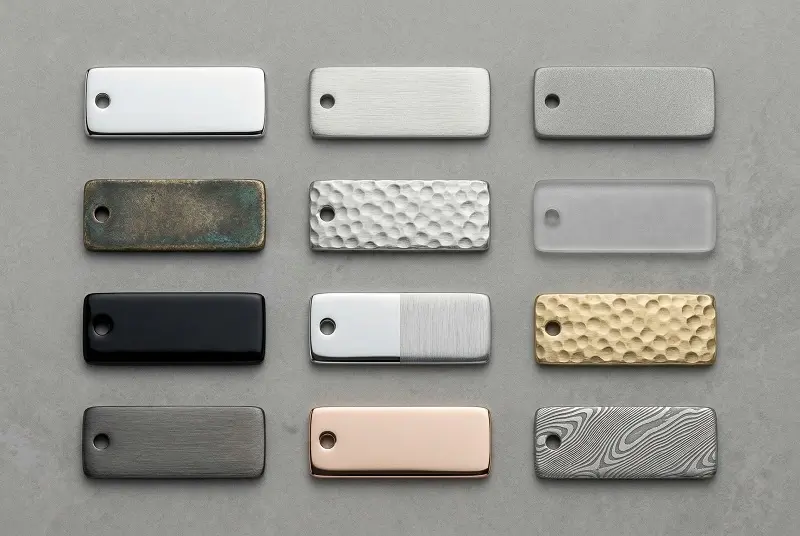 Metal label surface finish options