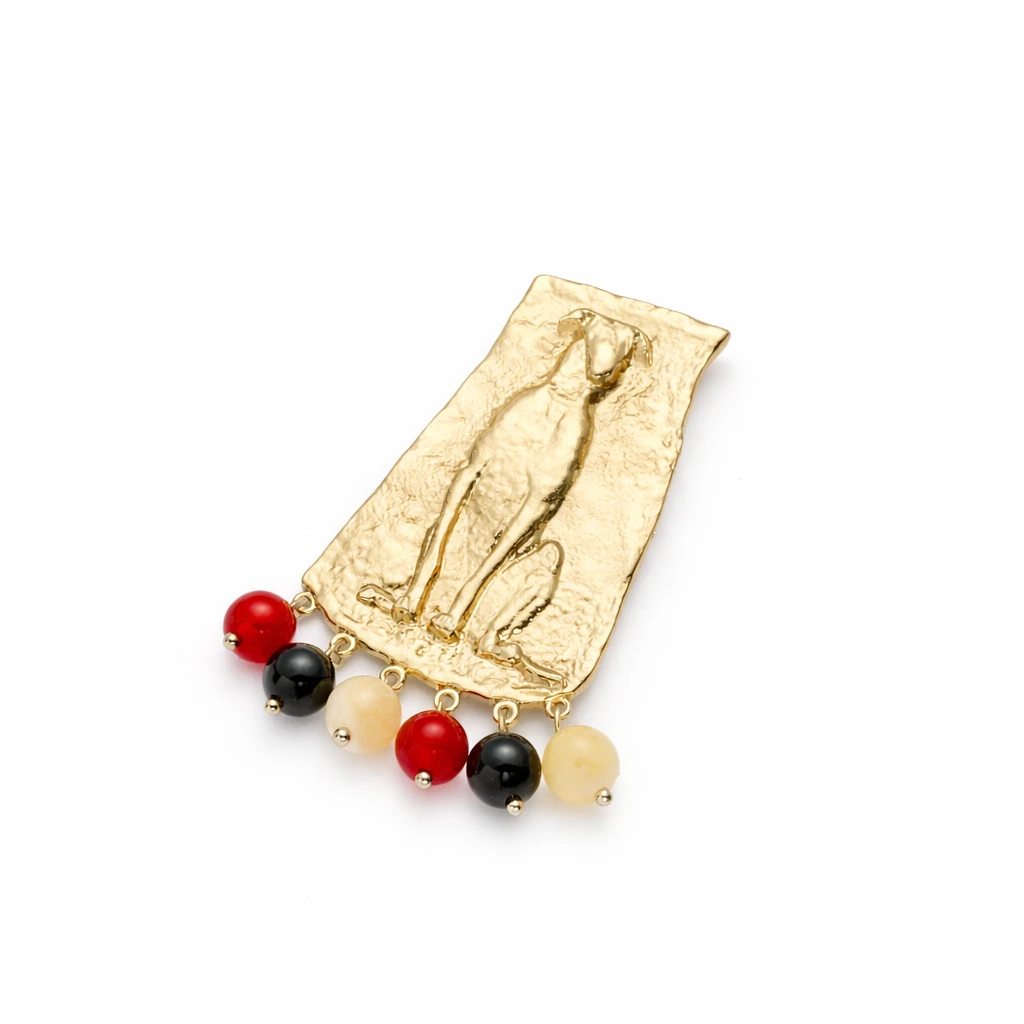 Textured Gold Beaded Art Brooch