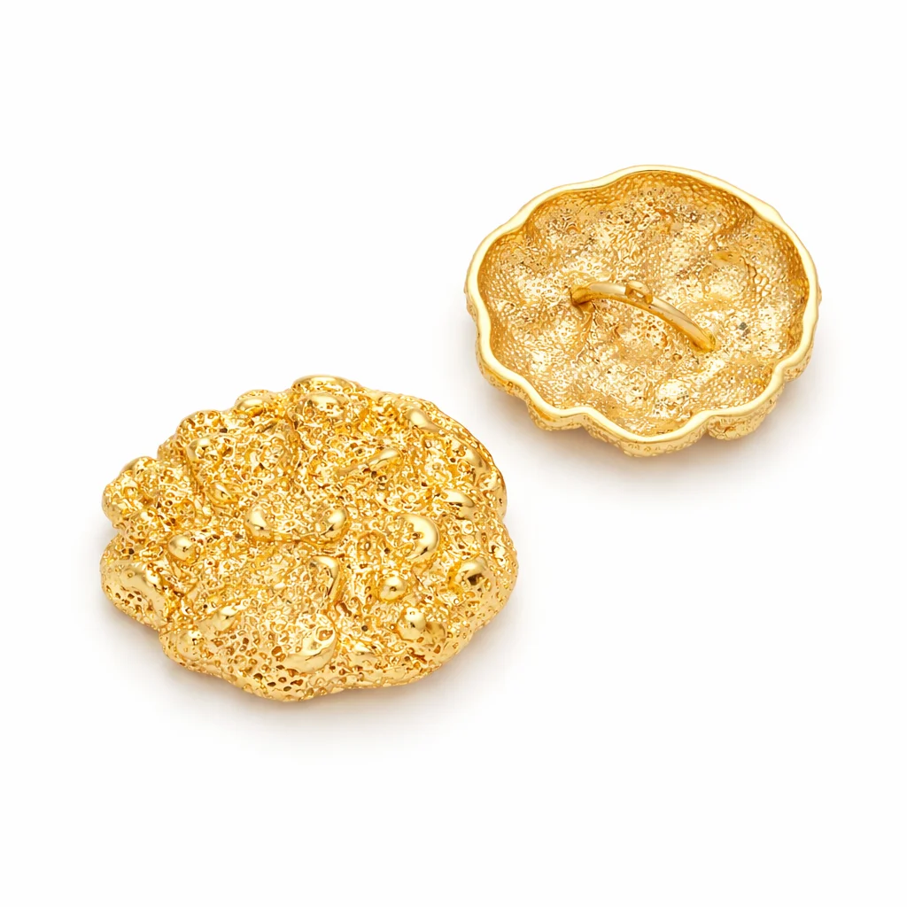 Textured Irregular Gold Metal Shank Button