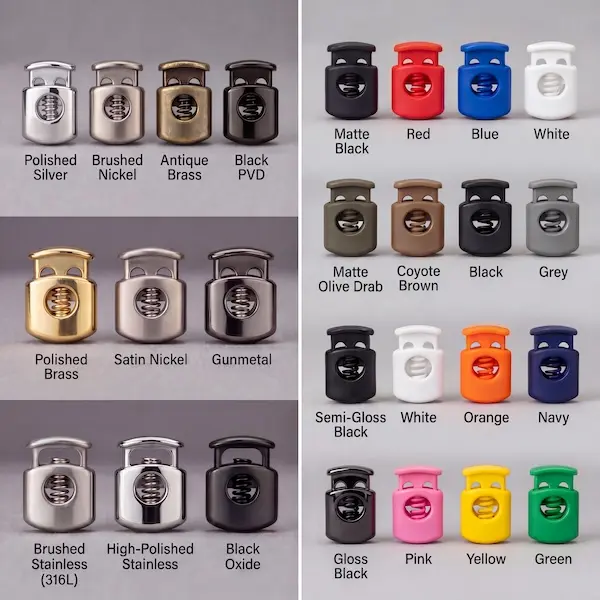 Cord lock surface finish options