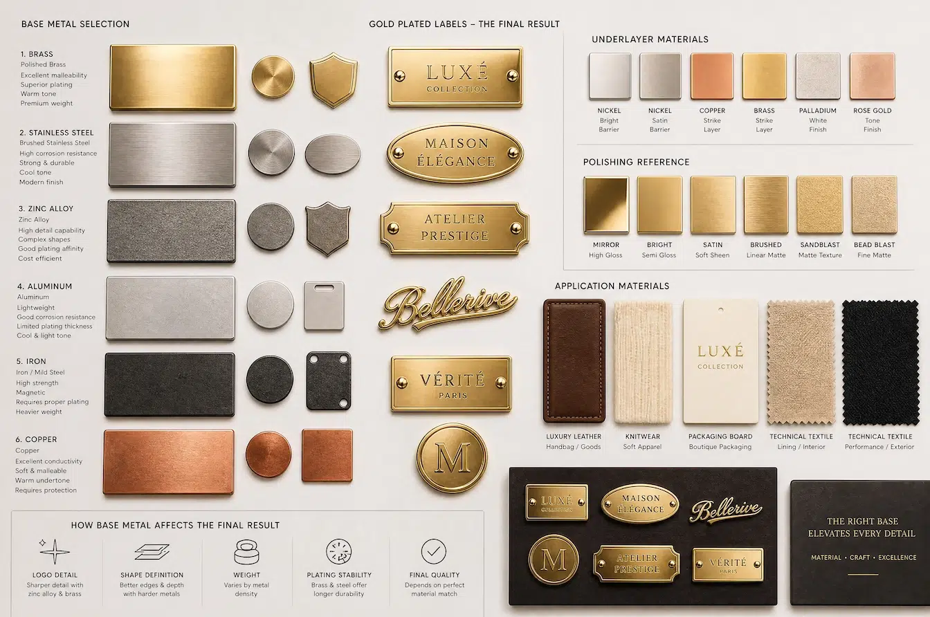 base metal selection guide for custom gold plated fashion labels