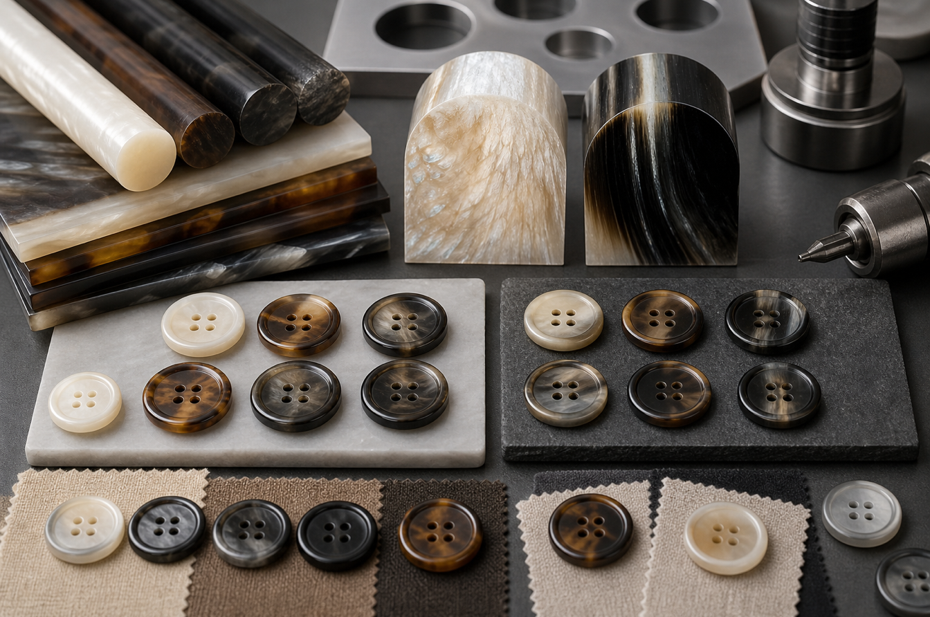 polyester resin and natural button material selection for apparel