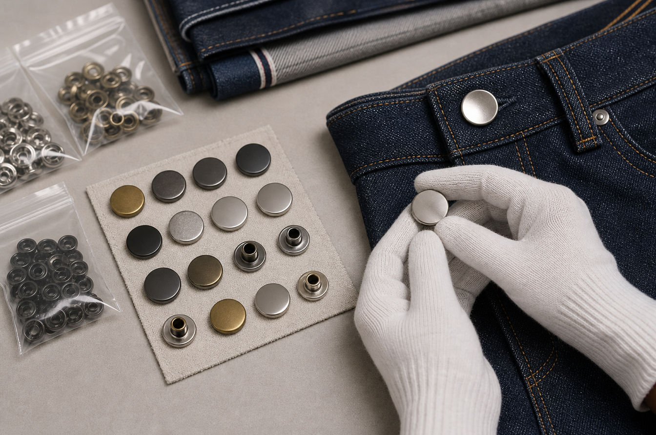 Nickel free anti rust denim hardware samples for compliance sourcing