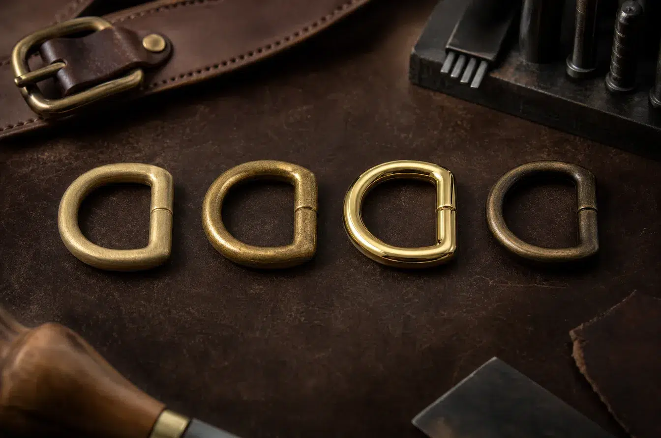 Solid brass hardware finishing stages for leather goods
