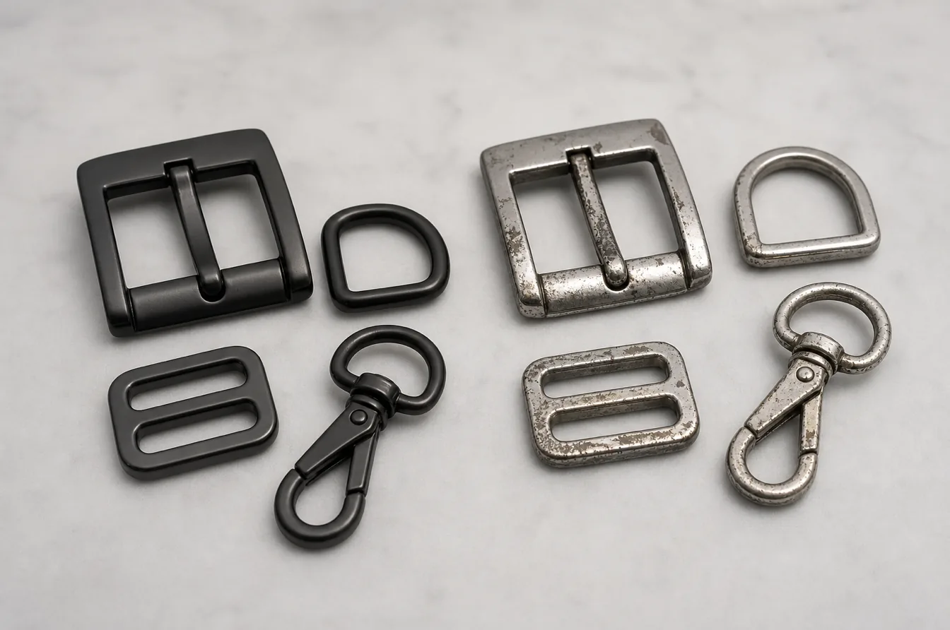 PVD coated hardware compared with worn traditional plating