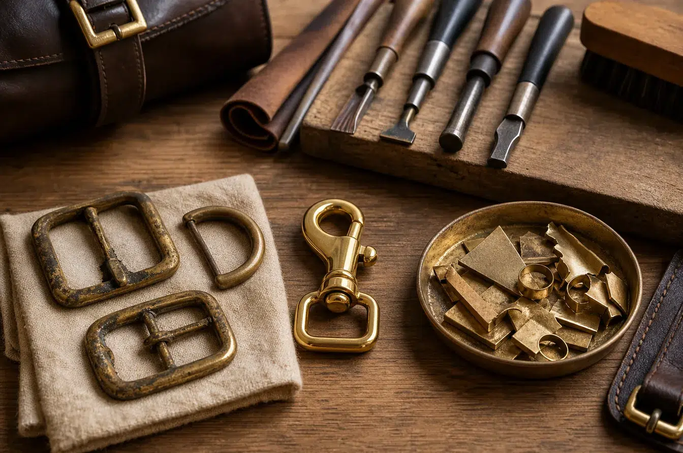 aged and restored brass hardware showing repair reuse and circular material value