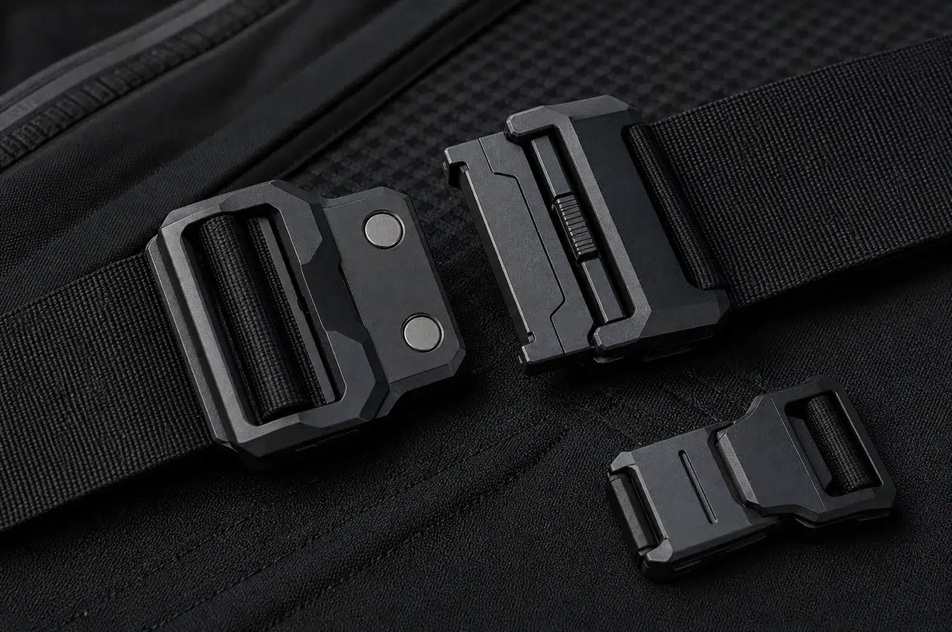 Minimal magnetic mechanical buckle prototype demonstrating low-profile alignment and controlled sliding release