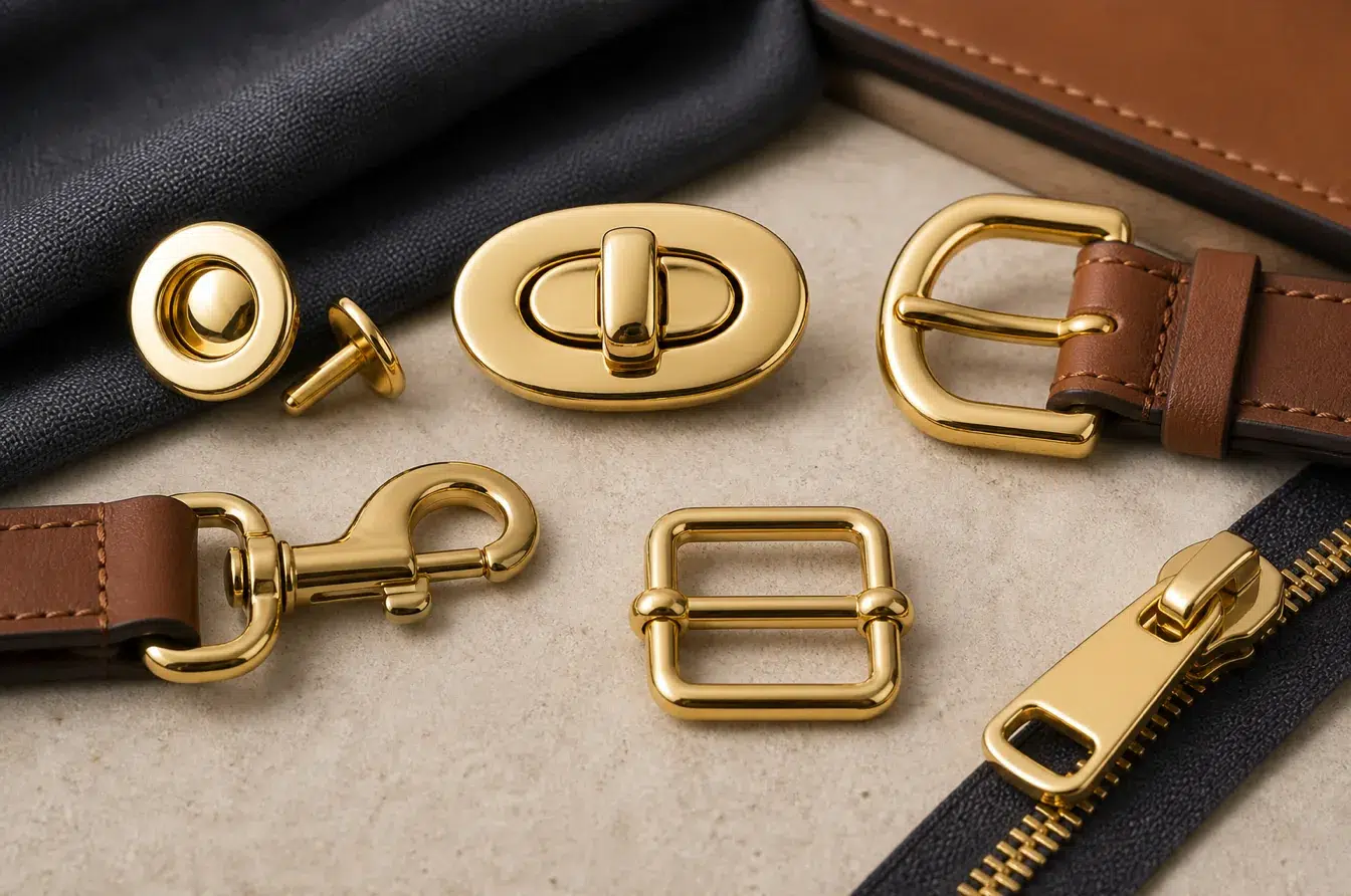 Custom buckles clasps hooks buttons and sliders compare 18K and 24K gold tones