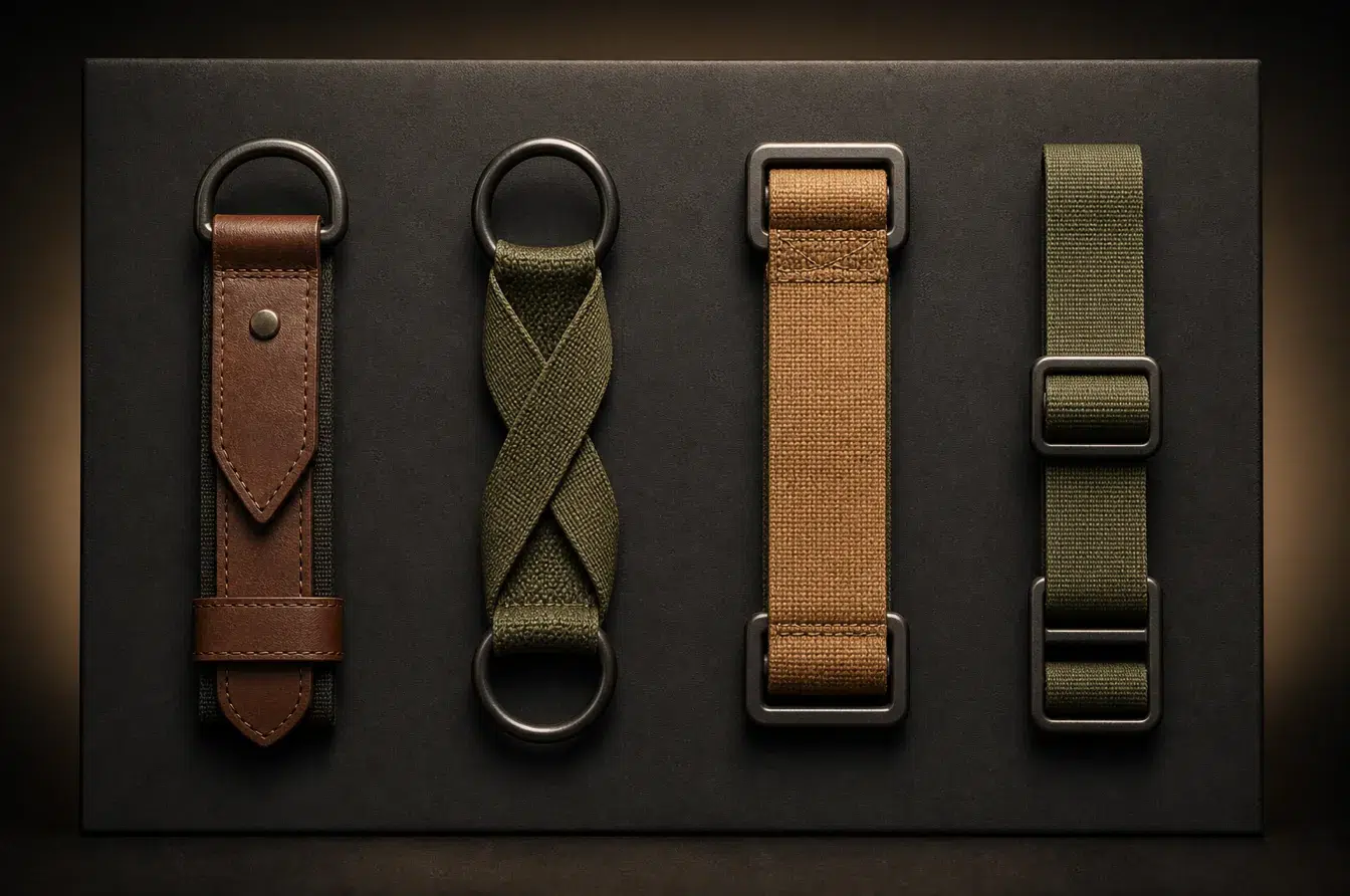 Mounted strap systems compare D-ring O-ring square-ring and tri-glide functions