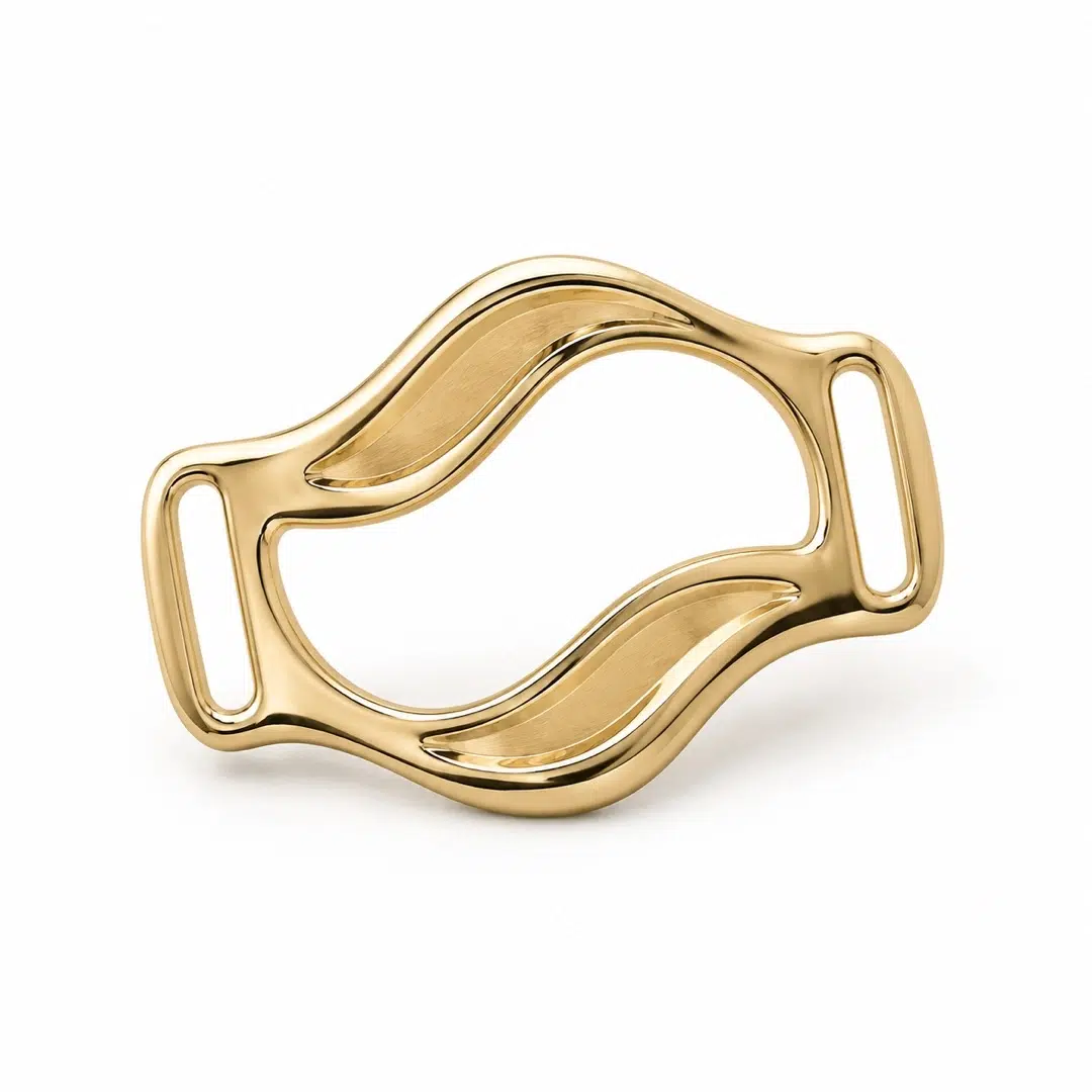 Custom decorative connector for swimwear cut-outs