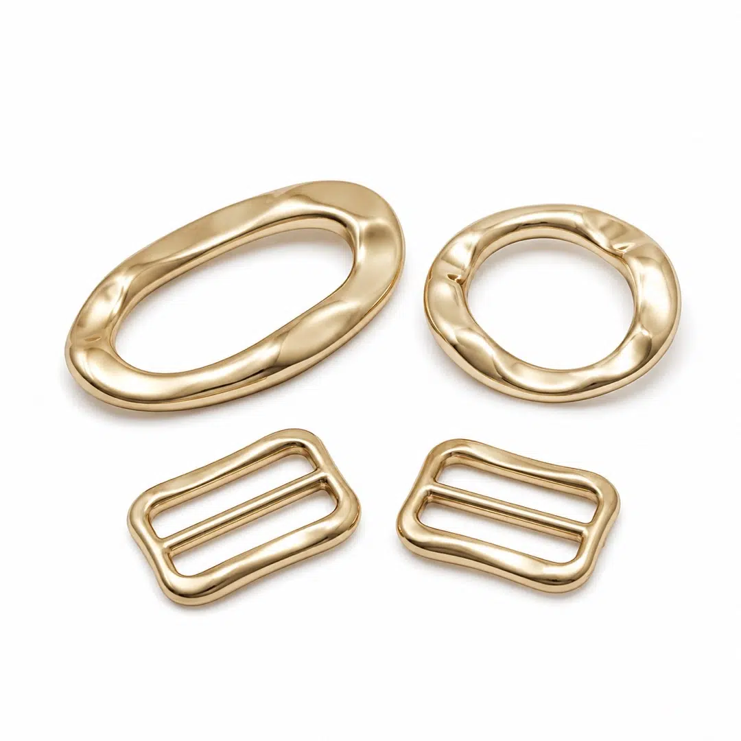 Custom rings and sliders for swimwear straps